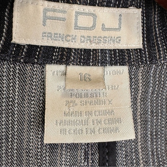 Vintage French Dressing Blue Pinstripe Cotton Suit Size 16 Casual - Picture 13 of 13